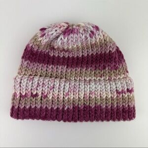 Handmade In USA Women's OSFM Hand Knit Beanie Winter Hat Cap Ribbed Cuffed NEW!